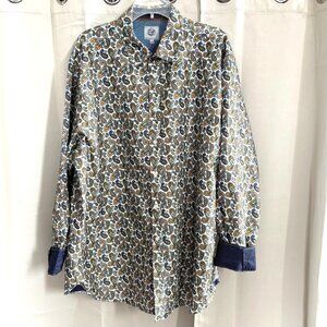Kilburne Finch Mens Shirt Size 3XLT Paisley Flip Cuff Retro Preppy Western 18421
